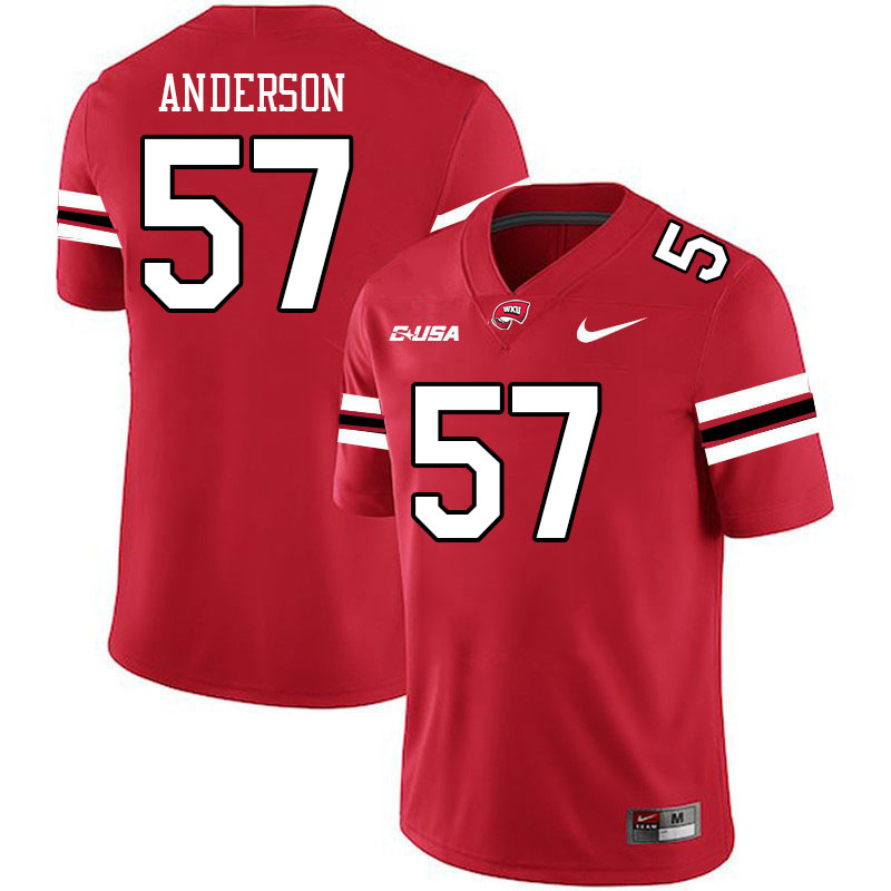 Western Kentucky Hilltoppers #57 Wyatt Anderson College Football Jerseys Stitched Sale-Red